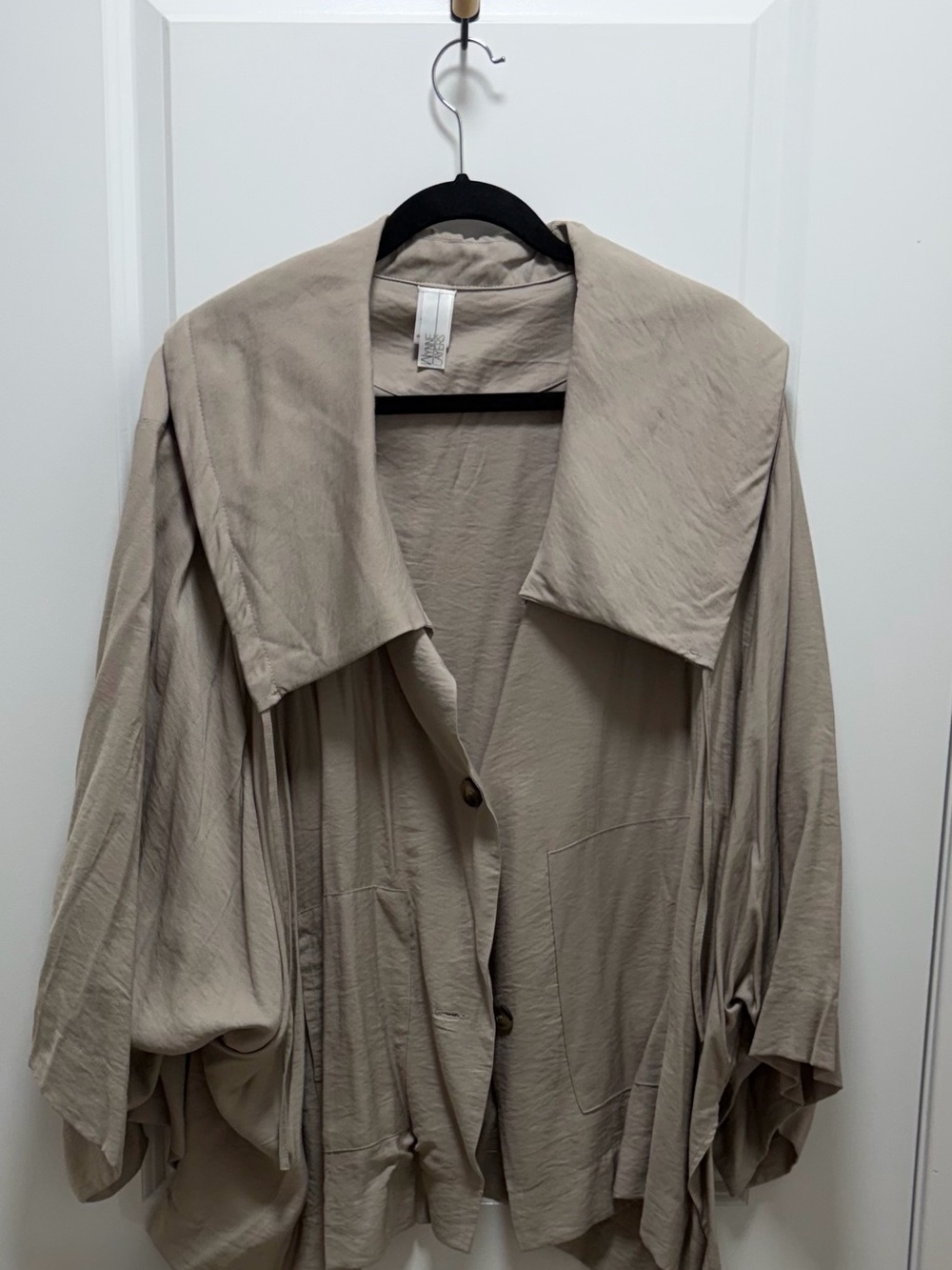 MarlaWynne Taupe Draped Open-Collar Jacket